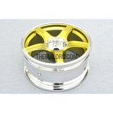 1/10 RC Car 5 Spoke 6mm Offset 26mm Drift Wheel Rim Set - Silver / Gold