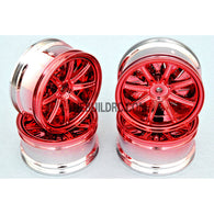 1/10 RC Car 26mm Metallic Plate 8 Changeble Spoke Wheel 4pcs - Red