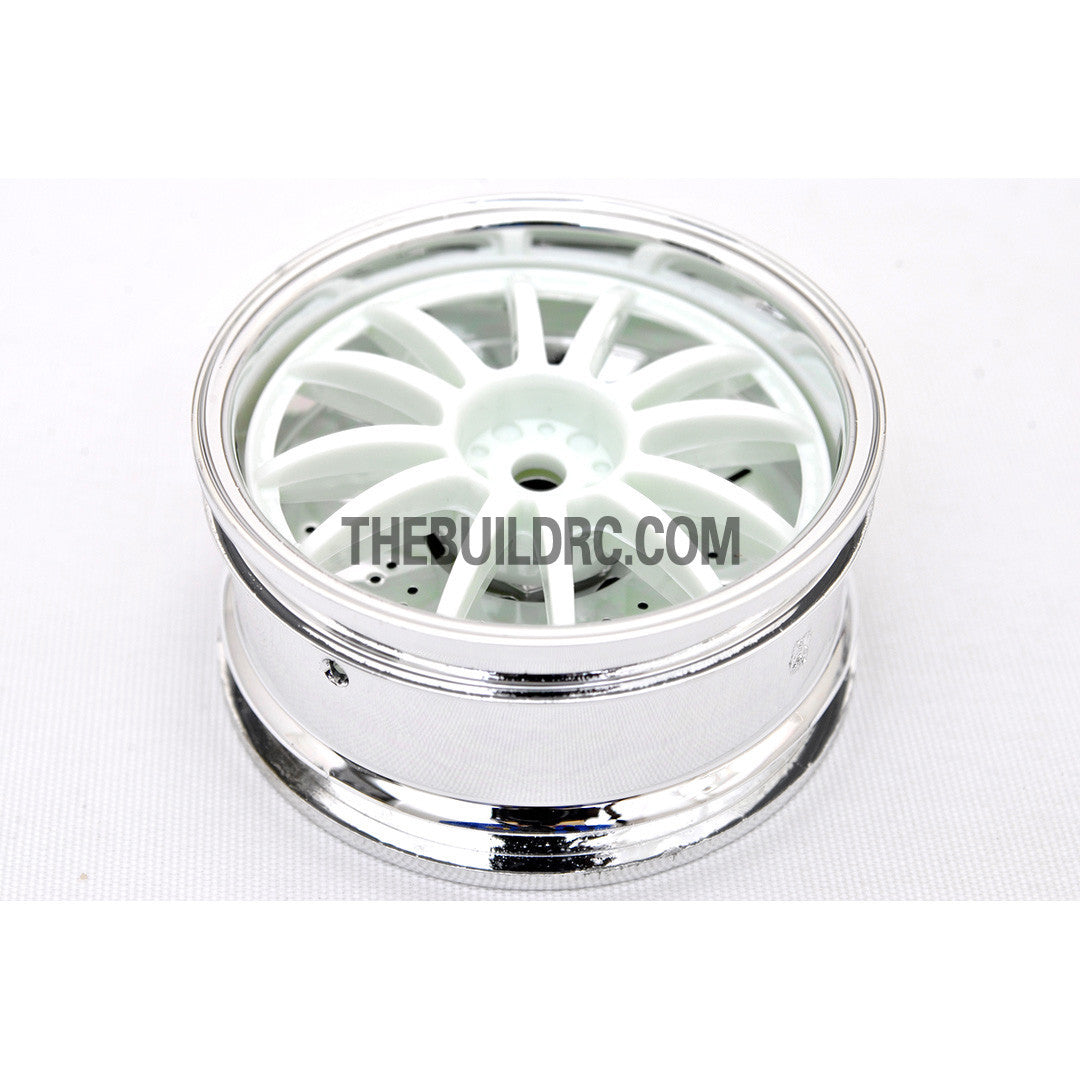 1/10 RC Car 26mm Metallic Plate 12 Removeable Spoke Wheel 4pcs - White