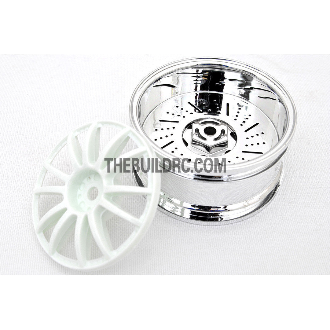 1/10 RC Car 26mm Metallic Plate 12 Removeable Spoke Wheel 4pcs - White