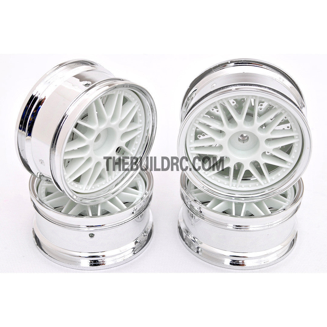 1/10 RC Car 26mm Metallic Plate 20 Removeable Spoke Wheel 4pcs - White