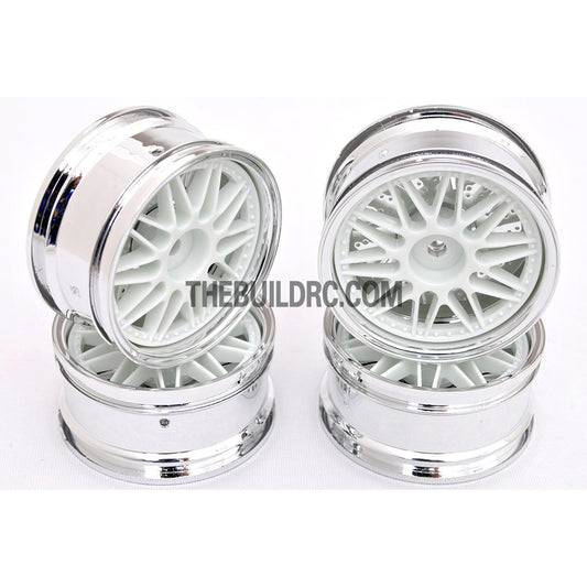 1/10 RC Car 26mm Metallic Plate 20 Removeable Spoke Wheel 4pcs - White