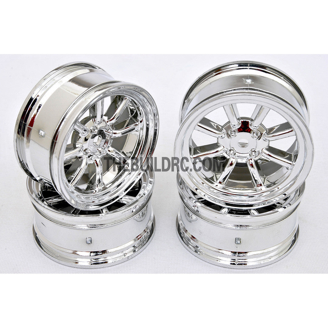 1/10 RC Car 26mm 8 Spoke Chrome Wheel 4pcs - Silver