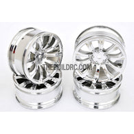 1/10 RC Car 26mm 5 Spoke Chrome Wheel 4pcs - Silver