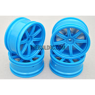 1/10 RC Car 26mm 8 Removeable Spoke 2mm Offset DRIFT Sporty Wheel 4pcs - Blue