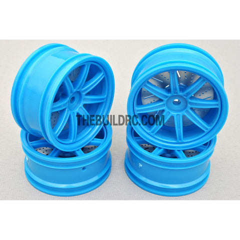 1/10 RC Car 26mm 8 Removeable Spoke 2mm Offset DRIFT Sporty Wheel 4pcs - Blue