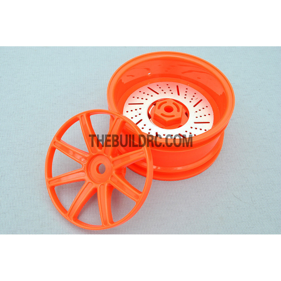 1/10 RC Car 26mm 8 Removeable Spoke 2mm Offset DRIFT Sporty Wheel 4pcs - Orange
