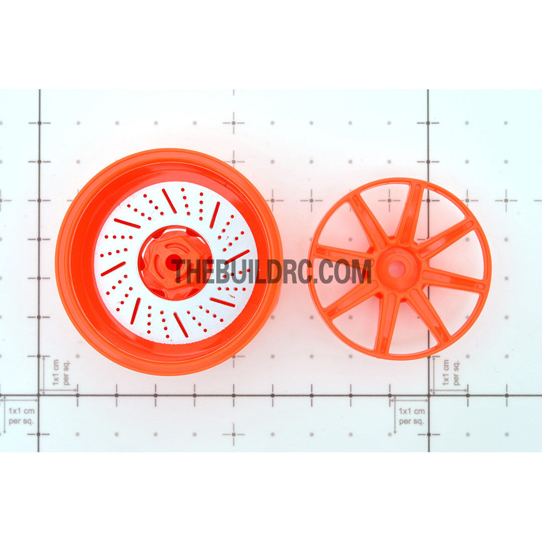 1/10 RC Car 26mm 8 Removeable Spoke 2mm Offset DRIFT Sporty Wheel 4pcs - Orange