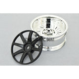 1/10 RC Car 26mm 8 Removeable Spoke 2mm Offset DRIFT Sporty Wheel 4pcs - Silver / Black
