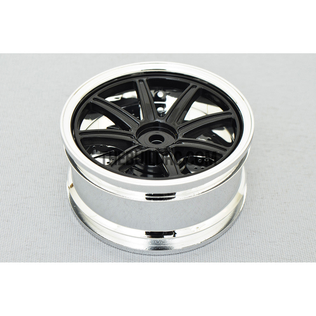1/10 RC Car 26mm 8 Removeable Spoke 2mm Offset DRIFT Sporty Wheel 4pcs - Silver / Black