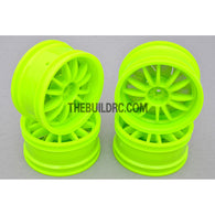 1/10 RC Car 26mm 12 Removeable Spoke 2mm Offset DRIFT Sporty Wheel 4pcs - Green
