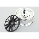 1/10 RC Car 26mm 12 Removeable Spoke 2mm Offset DRIFT Sporty Wheel 4pcs - Silver / Black