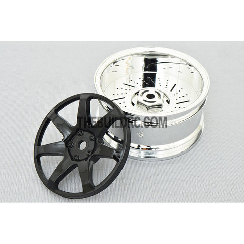 1/10 RC Car 26mm 7 Removeable Spoke 2mm Offset DRIFT Sporty Wheel 4pcs - Silver / Black