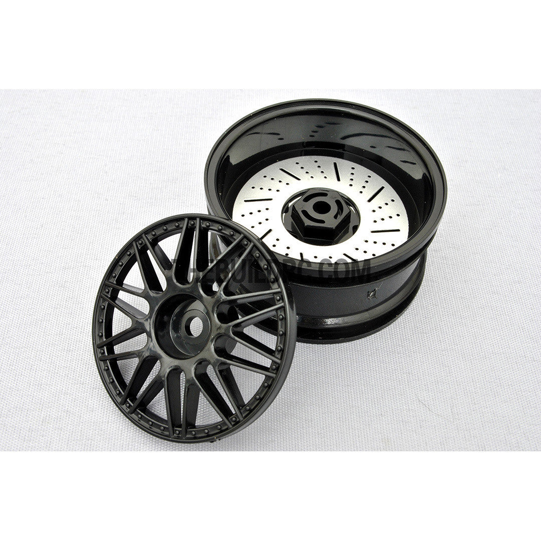 1/10 RC Car 26mm 20 Removeable Spoke 2mm Offset DRIFT Sporty Wheel 4pcs - Black