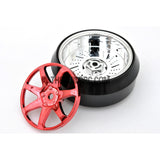 1/10 RC Car 7 Spoke 3mm Offset DRIFT Sporty Wheel with Diamond Irregular Cut DRIFT Tyres / Tires 4pcs - Red