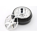 1/10 RC Car 7 Spoke 3mm Offset DRIFT Sporty Wheel with Diamond Irregular Cut DRIFT Tyres / Tires 4pcs - Silver