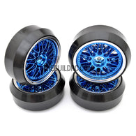 1/10 RC Car 20 Spoke 3mm Offset DRIFT Sporty Wheel with Diamond Irregular Cut DRIFT Tyres / Tires 4pcs - Blue