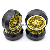 1/10 RC Car 20 Spoke 3mm Offset DRIFT Sporty Wheel with Diamond Irregular Cut DRIFT Tyres / Tires 4pcs - Gold