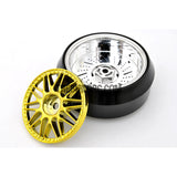 1/10 RC Car 20 Spoke 3mm Offset DRIFT Sporty Wheel with Diamond Irregular Cut DRIFT Tyres / Tires 4pcs - Gold