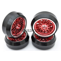 1/10 RC Car 20 Spoke 3mm Offset DRIFT Sporty Wheel with Diamond Irregular Cut DRIFT Tyres / Tires 4pcs - Red
