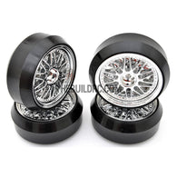 1/10 RC Car 20 Spoke 3mm Offset DRIFT Sporty Wheel with Diamond Irregular Cut DRIFT Tyres / Tires 4pcs - Silver