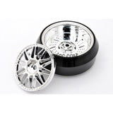 1/10 RC Car 20 Spoke 3mm Offset DRIFT Sporty Wheel with Diamond Irregular Cut DRIFT Tyres / Tires 4pcs - Silver