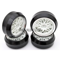 1/10 RC Car 20 Spoke 3mm Offset DRIFT Sporty Wheel with Diamond Irregular Cut DRIFT Tyres / Tires 4pcs - White
