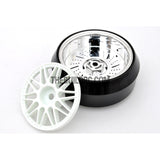 1/10 RC Car 20 Spoke 3mm Offset DRIFT Sporty Wheel with Diamond Irregular Cut DRIFT Tyres / Tires 4pcs - White