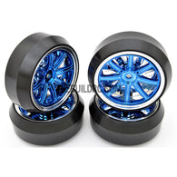 1/10 RC Car 12 Spoke 3mm Offset DRIFT Sporty Wheel with Diamond Irregular Cut DRIFT Tyres / Tires 4pcs - Blue