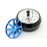 1/10 RC Car 12 Spoke 3mm Offset DRIFT Sporty Wheel with Diamond Irregular Cut DRIFT Tyres / Tires 4pcs - Blue