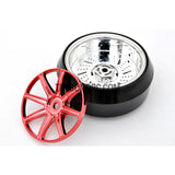 1/10 RC Car 12 Spoke 3mm Offset DRIFT Sporty Wheel with Diamond Irregular Cut DRIFT Tyres / Tires 4pcs - Red