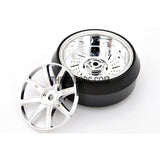 1/10 RC Car 12 Spoke 3mm Offset DRIFT Sporty Wheel with Diamond Irregular Cut DRIFT Tyres / Tires 4pcs - Silver