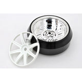1/10 RC Car 12 Spoke 3mm Offset DRIFT Sporty Wheel with Diamond Irregular Cut DRIFT Tyres / Tires 4pcs - White