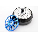 1/10 RC Car 12 Spoke 3mm Offset DRIFT Sporty Wheel with Diamond Irregular Cut DRIFT Tyres / Tires 4pcs - Blue