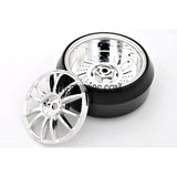 1/10 RC Car 12 Spoke 3mm Offset DRIFT Sporty Wheel with Diamond Irregular Cut DRIFT Tyres / Tires 4pcs - Silver