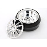 1/10 RC Car 12 Spoke 3mm Offset DRIFT Sporty Wheel with Diamond Irregular Cut DRIFT Tyres / Tires 4pcs - Silver