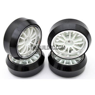 1/10 RC Car 12 Spoke 3mm Offset DRIFT Sporty Wheel with Diamond Irregular Cut DRIFT Tyres / Tires 4pcs - White