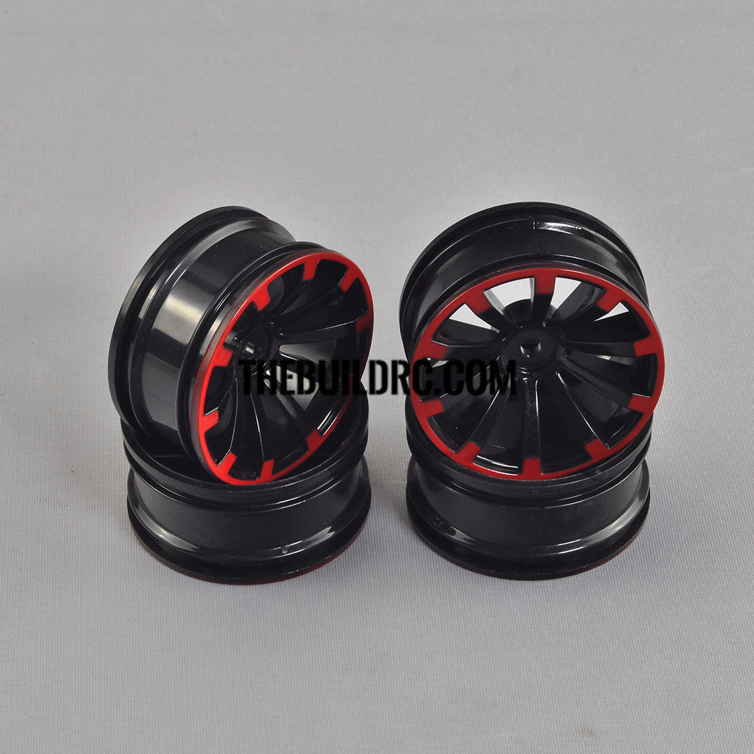 1/10 RC Car 26mm 10 Spoke 3mm Offset DRIFT Sporty Wheel 4pcs - Red / Black