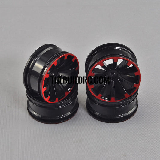1/10 RC Car 26mm 10 Spoke 3mm Offset DRIFT Sporty Wheel 4pcs - Red / Black