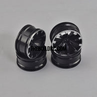 1/10 RC Car 26mm 10 Spoke 3mm Offset DRIFT Sporty Wheel 4pcs - Silver / Black