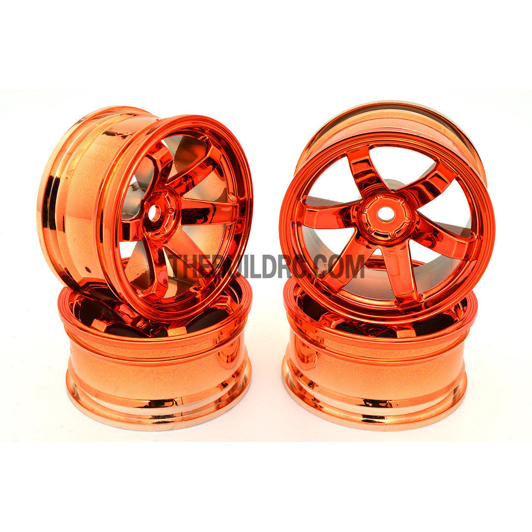 1/10 RC Car 26mm 6 Spoke 3mm Offset DRIFT Metallic Wheel Rim 4pcs - Gold