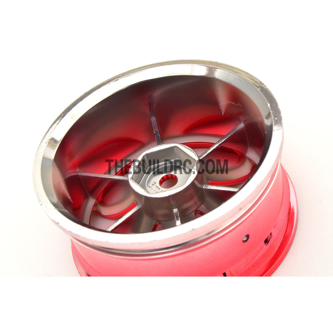 1/10 RC Car 26mm 6 Spoke 3mm Offset DRIFT Metallic Wheel Rim 4pcs - Red