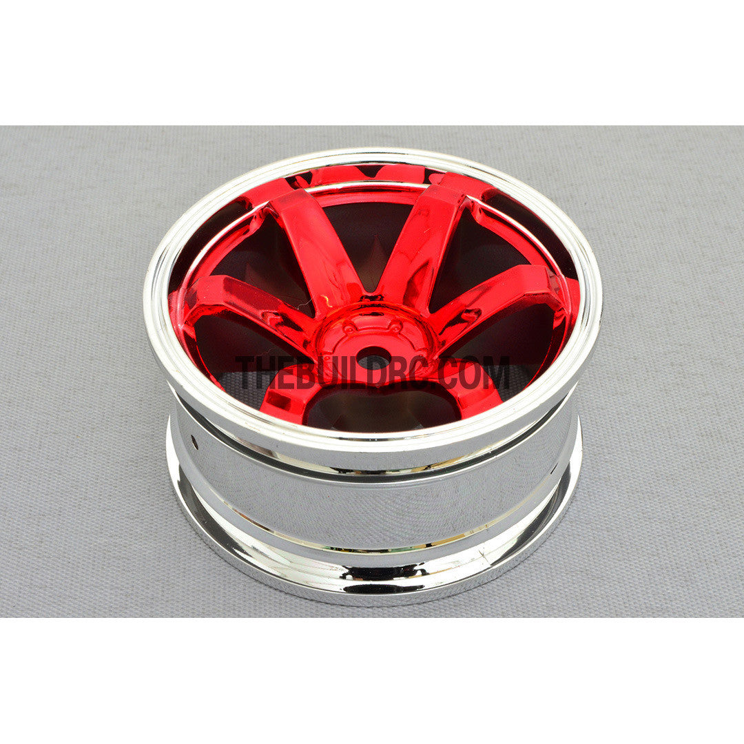1/10 RC Car 26mm 6 Spoke 3mm Offset DRIFT Metallic Wheel Rim 4pcs - Red / Silver