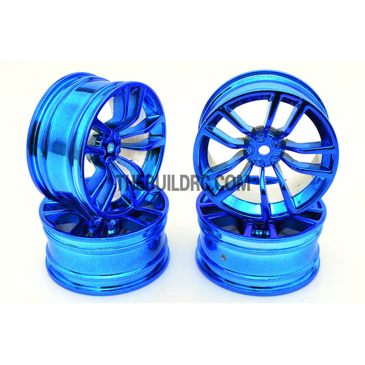 1/10 RC R/c Racing On-Road DRIFT Car 10 Spoke 2mm Offset 26mm Alloy Wheel Rim 4pcs - Blue