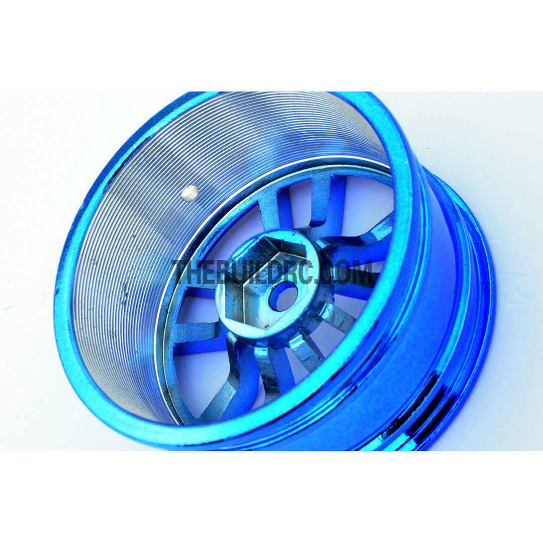 1/10 RC R/c Racing On-Road DRIFT Car 10 Spoke 2mm Offset 26mm Alloy Wheel Rim 4pcs - Blue