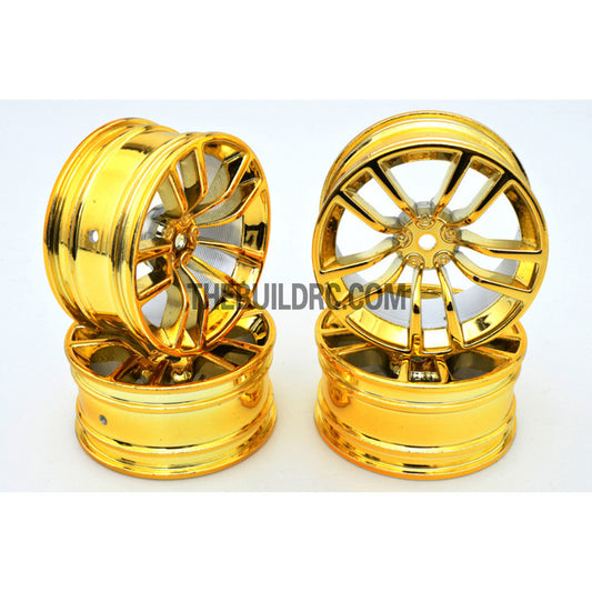 1/10 RC R/c Racing On-Road DRIFT Car 10 Spoke 2mm Offset 26mm Alloy Wheel Rim 4pcs - Gold