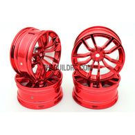 1/10 RC R/c Racing On-Road DRIFT Car 10 Spoke 2mm Offset 26mm Alloy Wheel Rim 4pcs - Red