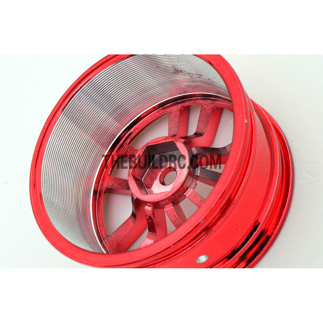 1/10 RC R/c Racing On-Road DRIFT Car 10 Spoke 2mm Offset 26mm Alloy Wheel Rim 4pcs - Red