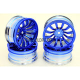1/10 RC Car 26mm 12 Spoke 6mm Offset DRIFT Metallic Wheel Rim 4pcs - Blue