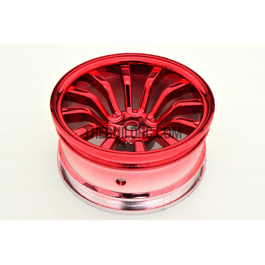 1/10 RC Car 26mm 12 Spoke 6mm Offset DRIFT Metallic Wheel Rim 4pcs - Red